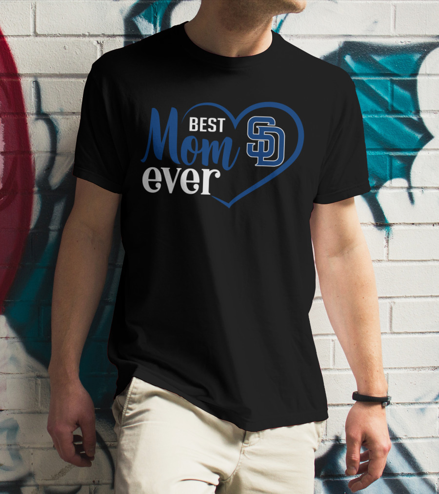San Diego Padres Best Mom Ever Sd Logo Heart T-Shirt
