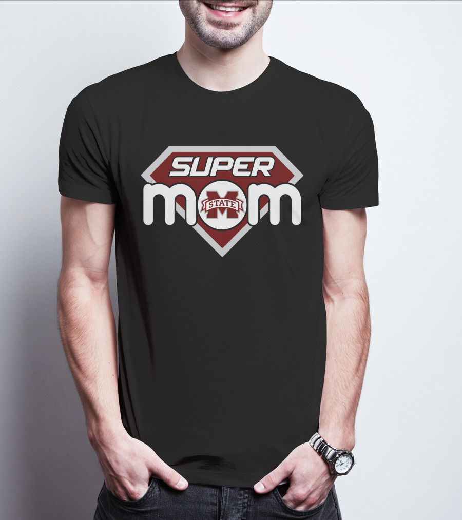 Mississippi State Bulldogs Super Mom Logo Shield T-Shirt