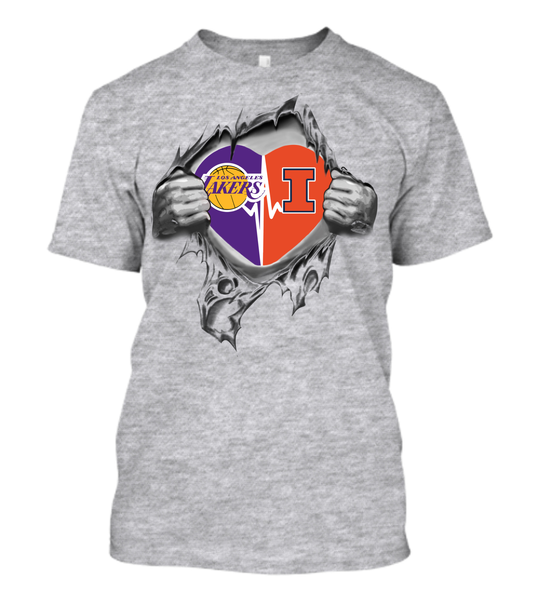 Los Angeles Lakers Illinois Fighting Illini Heartbeat Passion T-Shirt