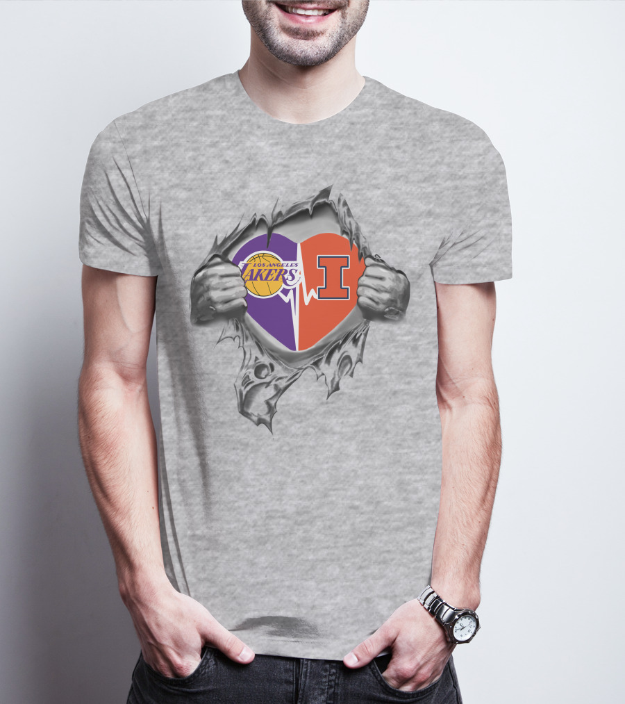 Los Angeles Lakers Illinois Fighting Illini Heartbeat Passion T-Shirt