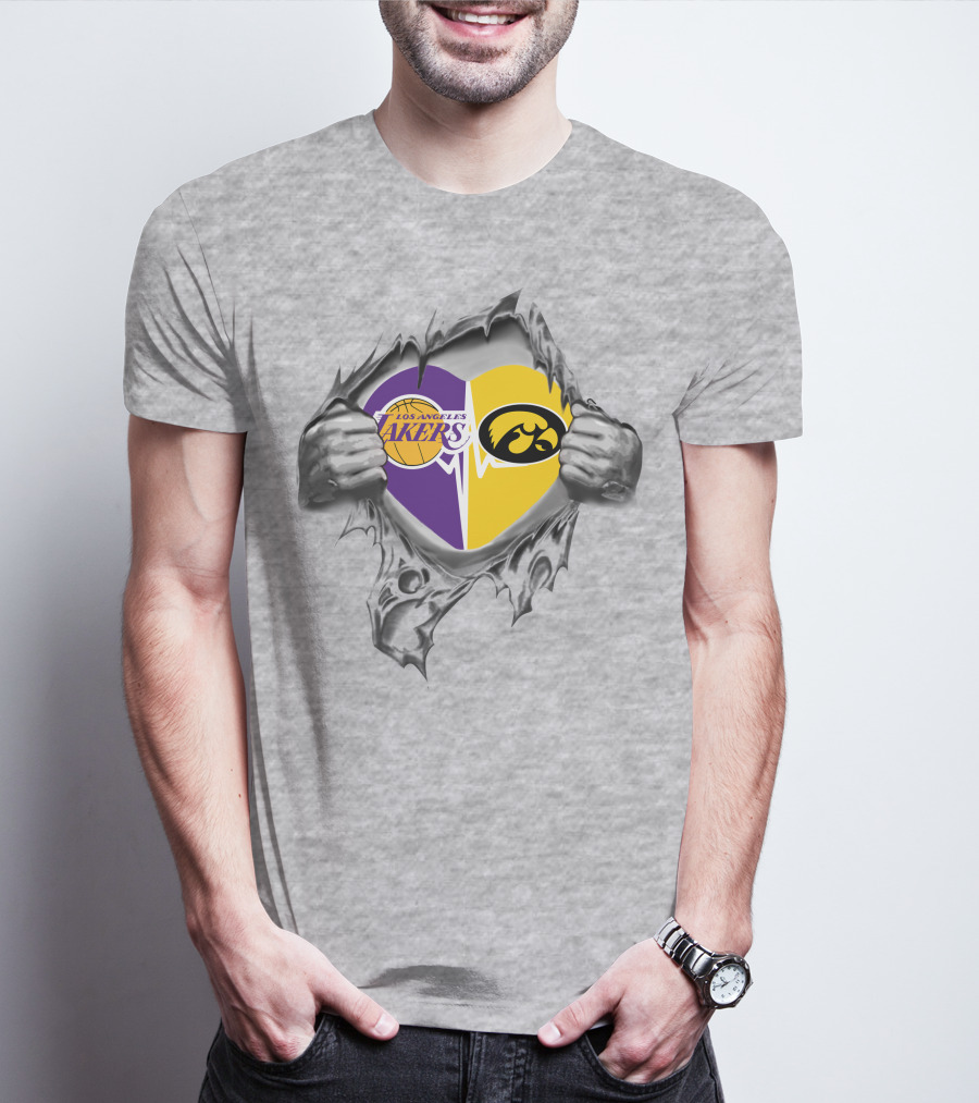 Los Angeles Lakers Iowa Hawkeyes Heart In My Heart T-Shirt
