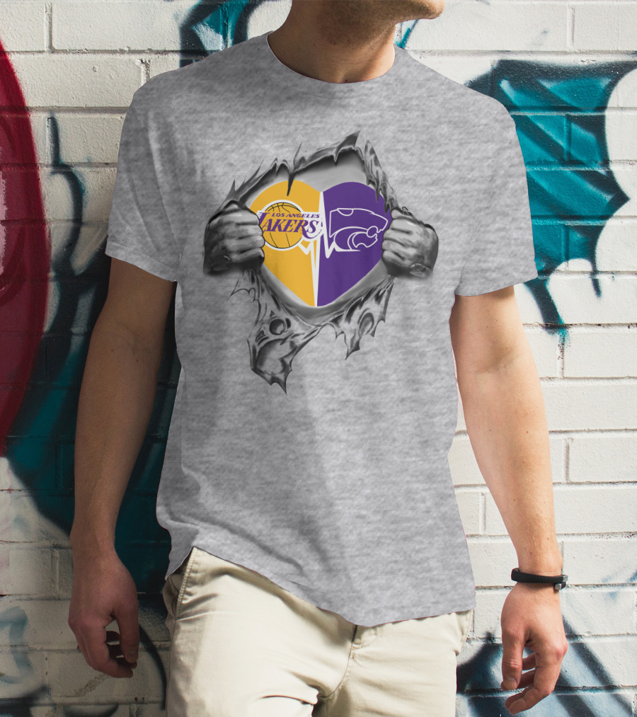 Los Angeles Lakers Kansas State Wildcats Heart T-Shirt