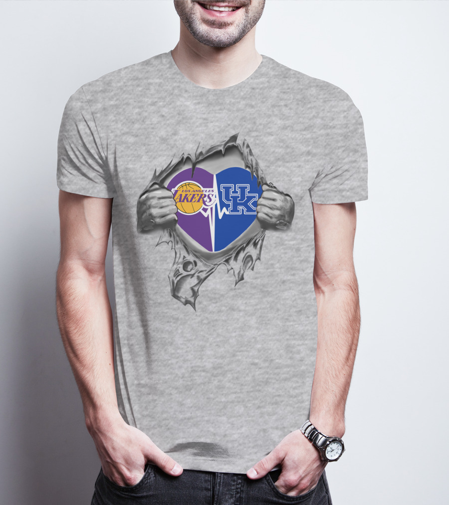 Los Angeles Lakers Kentucky Wildcats Heart T-Shirt