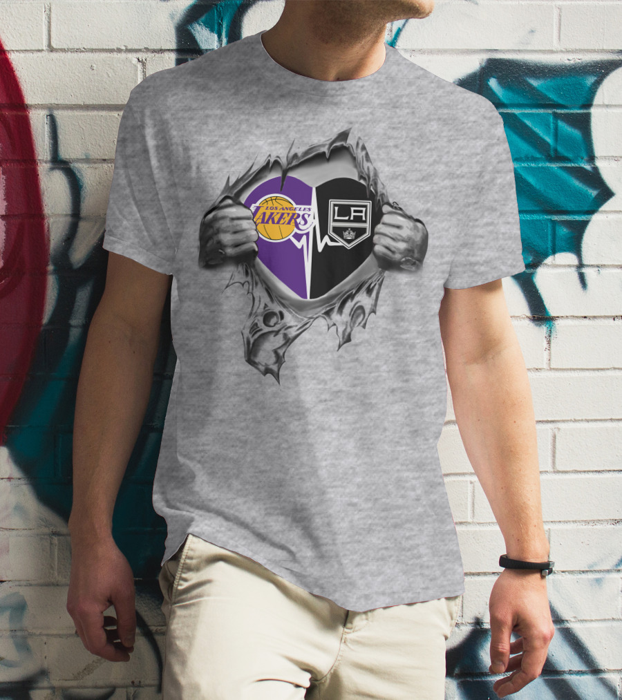 Lakers Los Angeles Kings Heart Love T-Shirt