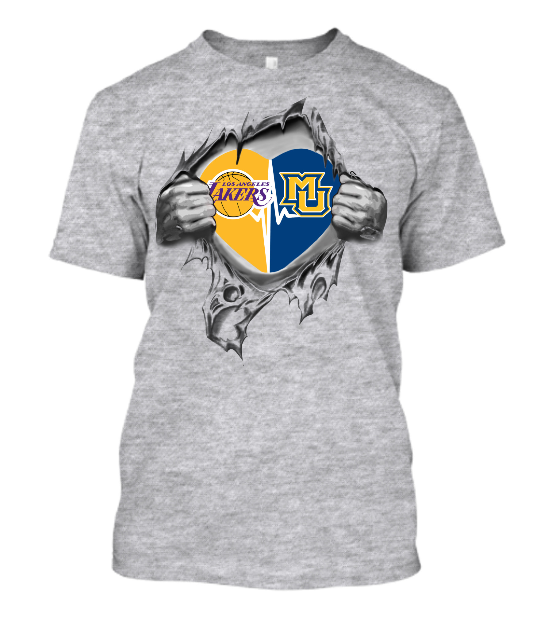Los Angeles Lakers Marquette Golden Eagles Heart Passion Fans T-Shirt