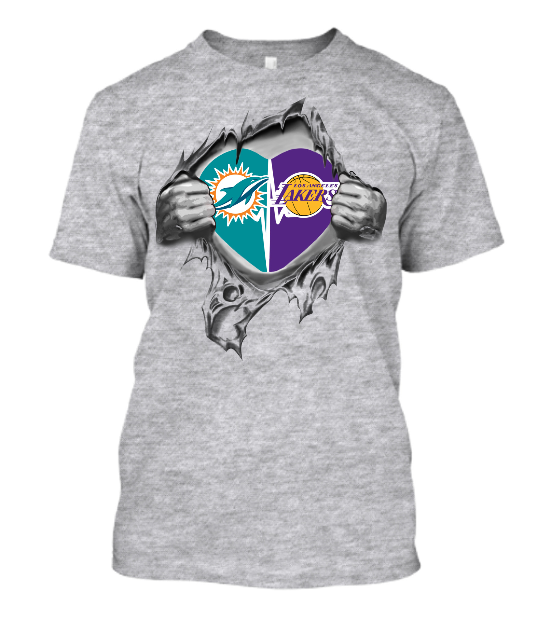 Lakers Miami Dolphins Heart Logo Fan Pride T-Shirt