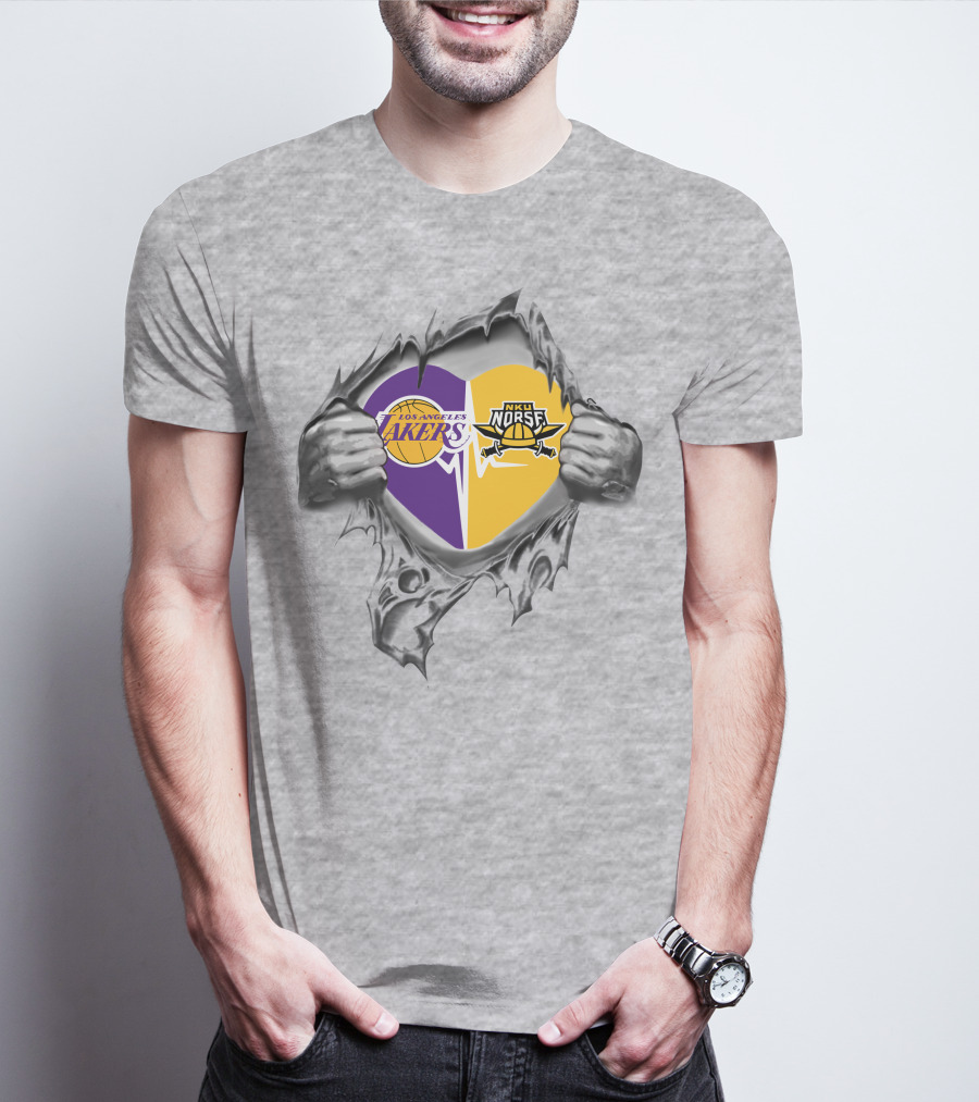 Los Angeles Lakers Northern Kentucky Norse Split Heart T-Shirt