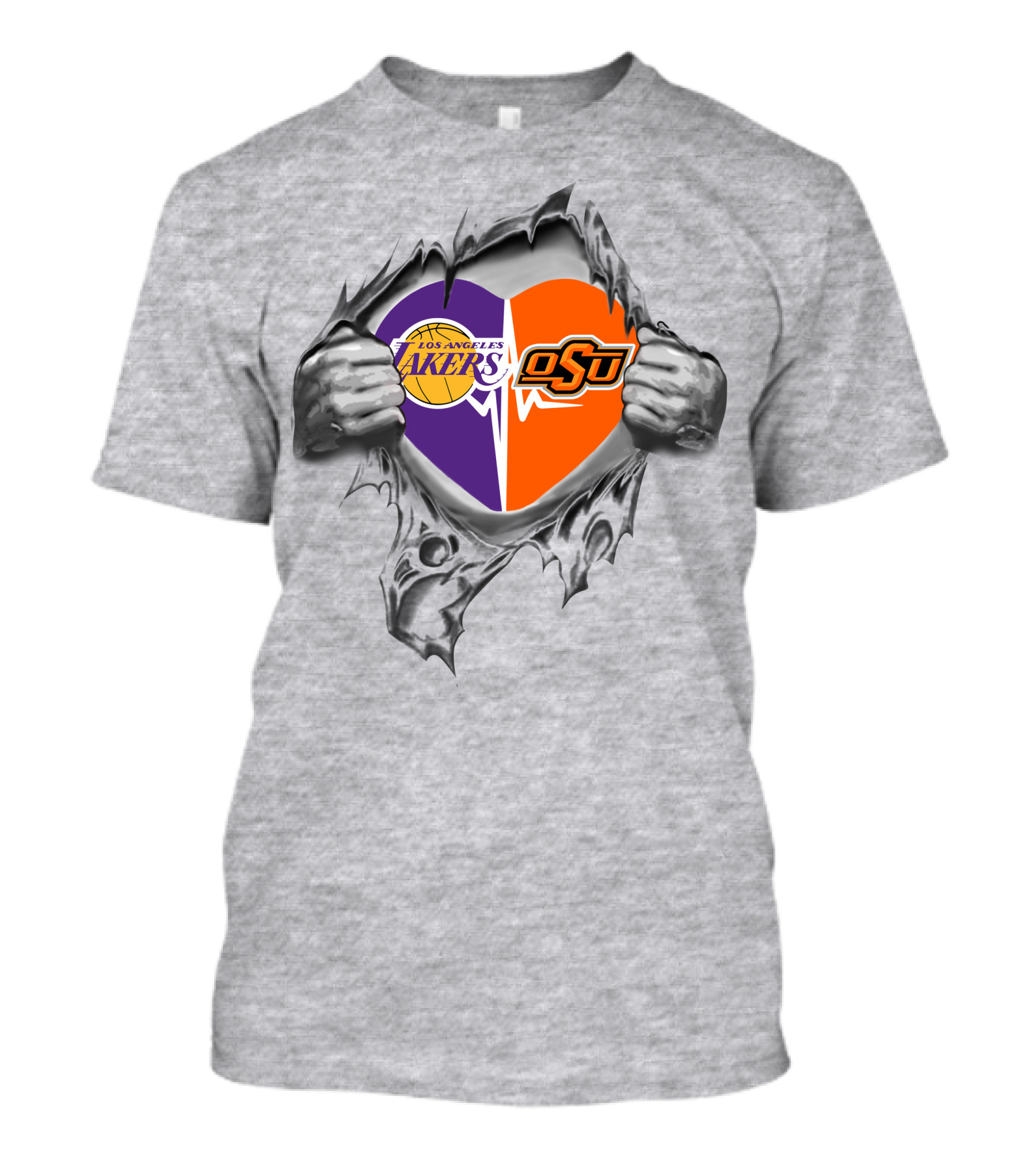 Los Angeles Lakers Oklahoma State Cowboys Heart T-Shirt