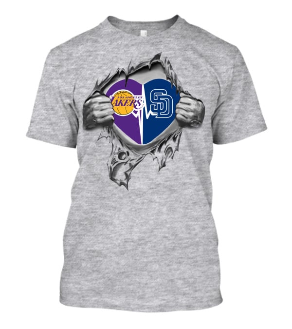 Los Angeles Lakers San Diego Padres Heart Lakers Padres Fan T-Shirt