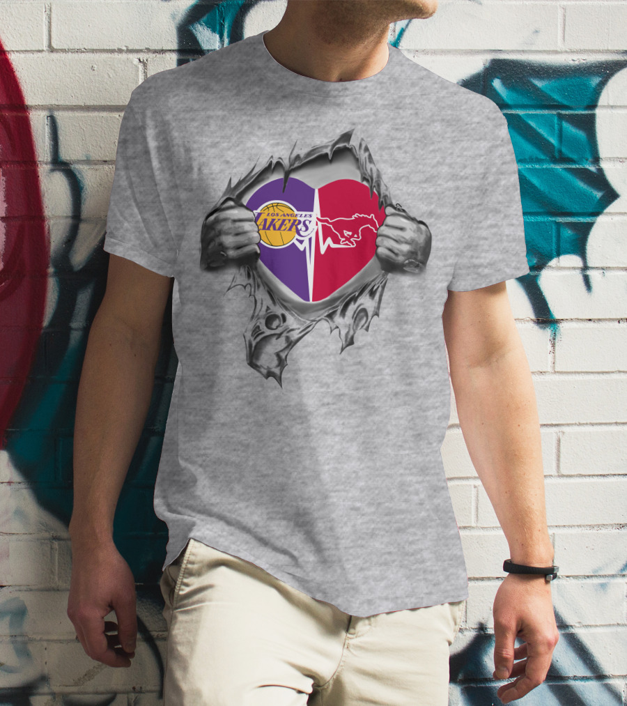 Los Angeles Lakers Smu Mustangs Heartbeat Passion T-Shirt
