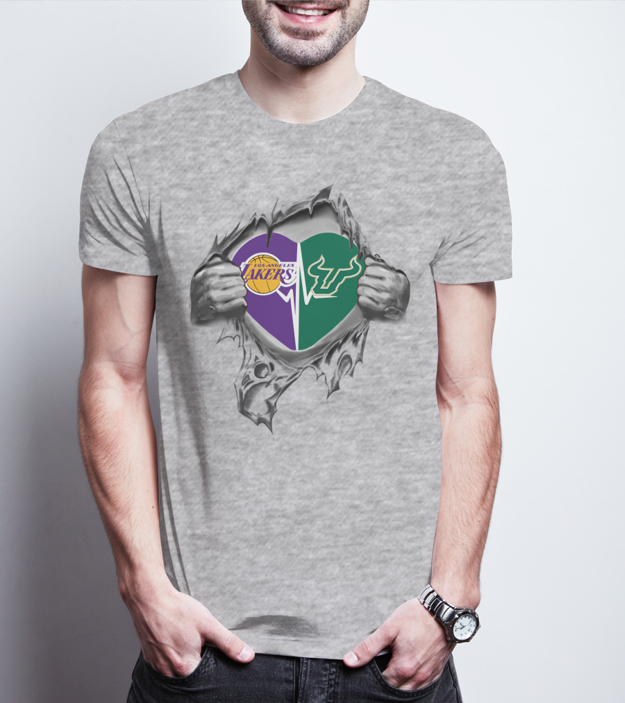 Los Angeles Lakers South Florida Bulls Heart T-Shirt