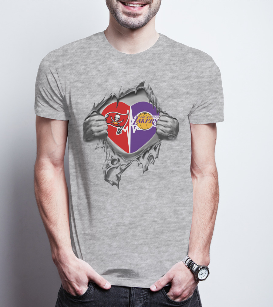 Lakers Tampa Bay Buccaneers Heartbeat Passion Fan Love T-Shirt