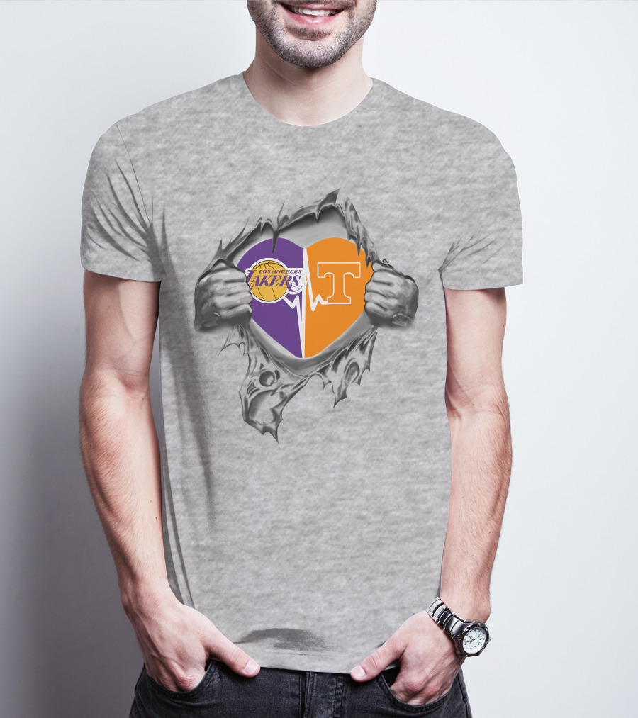 Los Angeles Lakers Tennessee Volunteers Heartbeat Loyalty T-Shirt