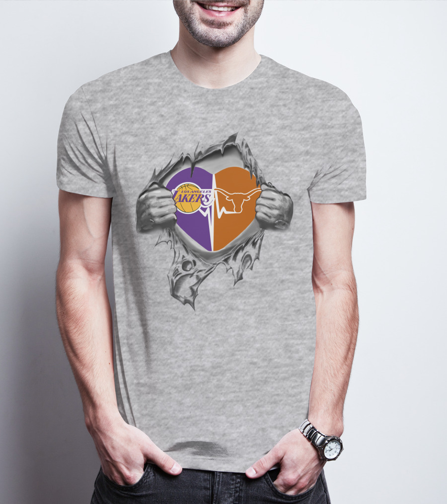 Los Angeles Lakers Texas Longhorns Heart T-Shirt
