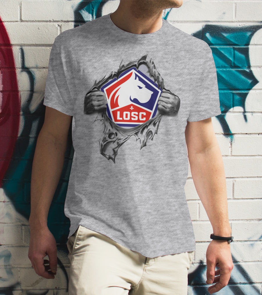 Losc Lille Super Fan 279 Iconic Emblem Ripped T-Shirt