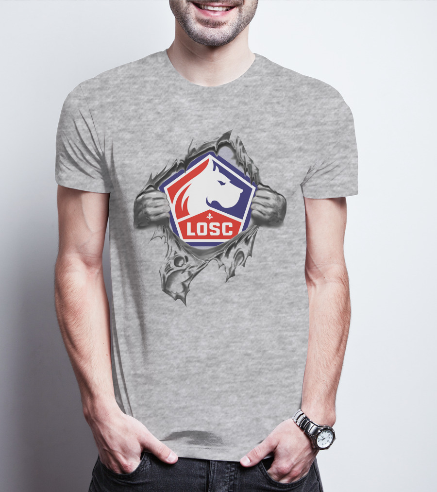 Losc Lille Super Fan 279 Iconic Emblem Ripped T-Shirt