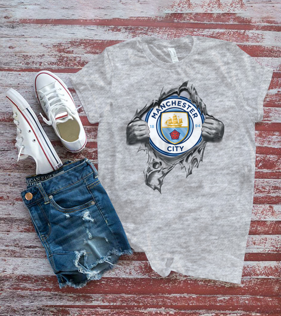 Manchester City Super Fan Crest Tear Revealed T-Shirt