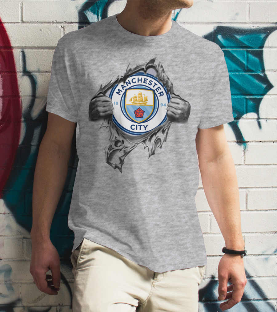 Manchester City Super Fan Crest Tear Revealed T-Shirt