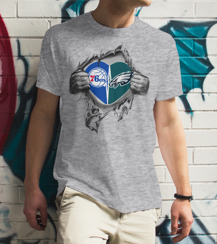 Eagles 76ers Heart Philadelphia Pride T-Shirt