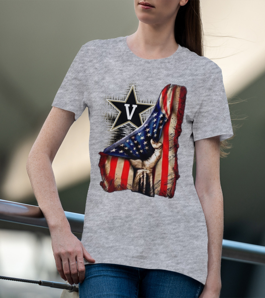 Vanderbilt Commodores American Flag Hand And Star T-Shirt