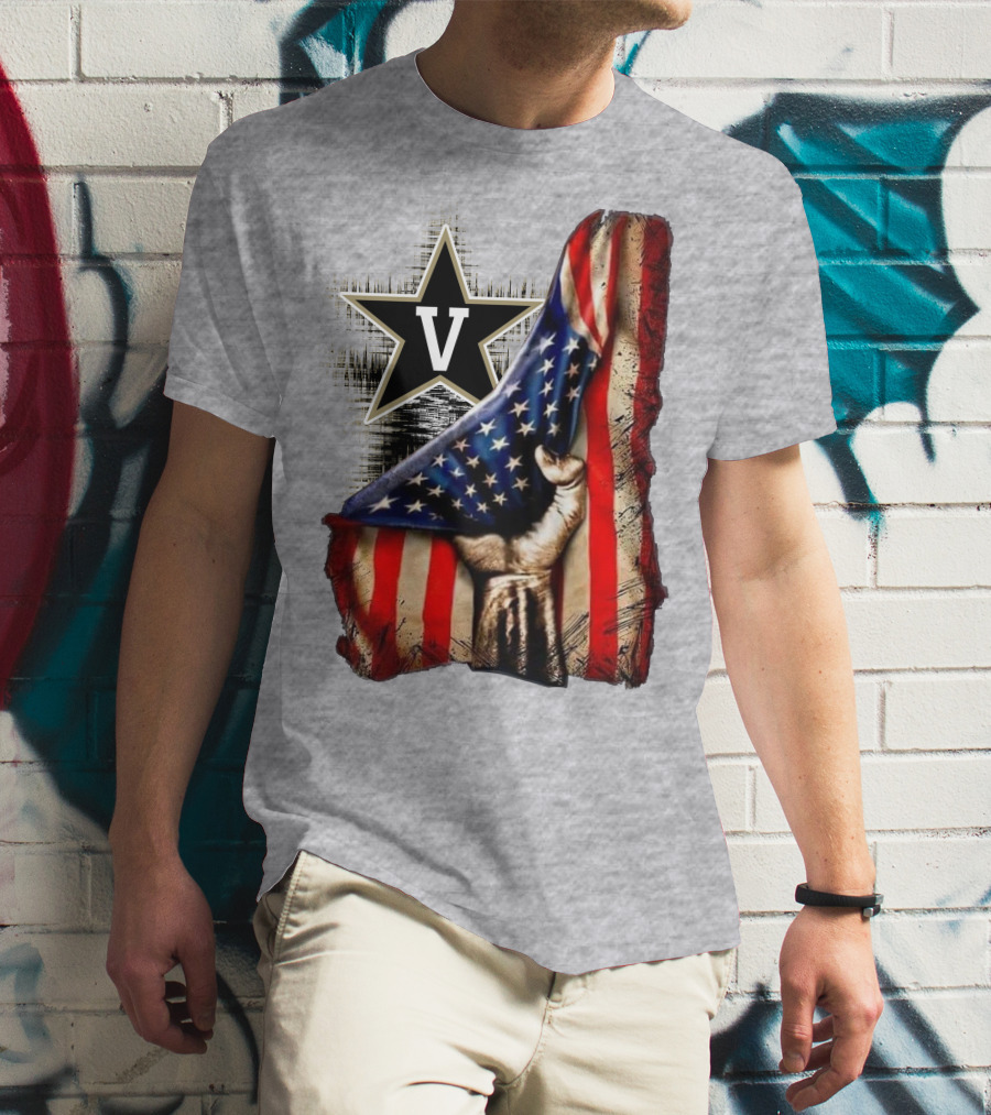 Vanderbilt Commodores American Flag Hand And Star T-Shirt
