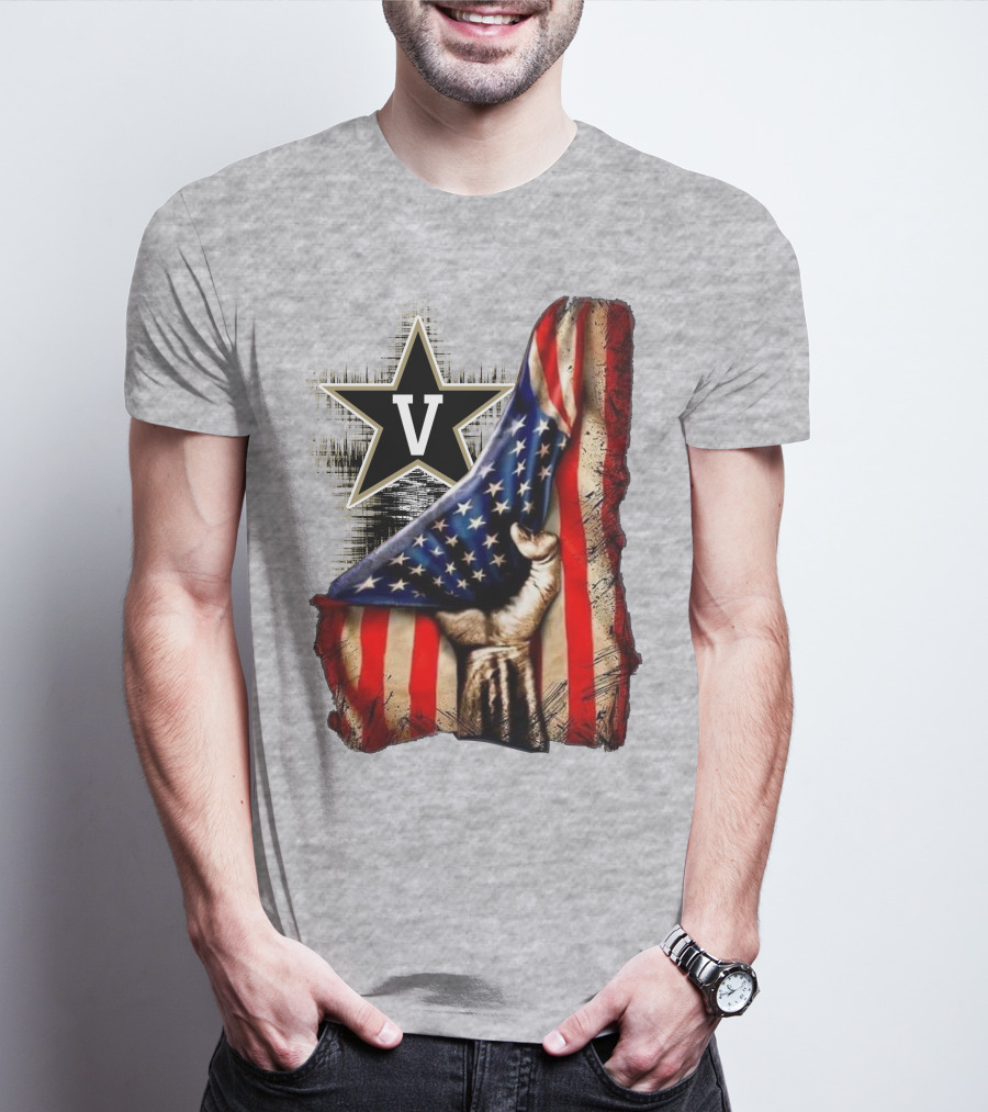 Vanderbilt Commodores American Flag Hand And Star T-Shirt