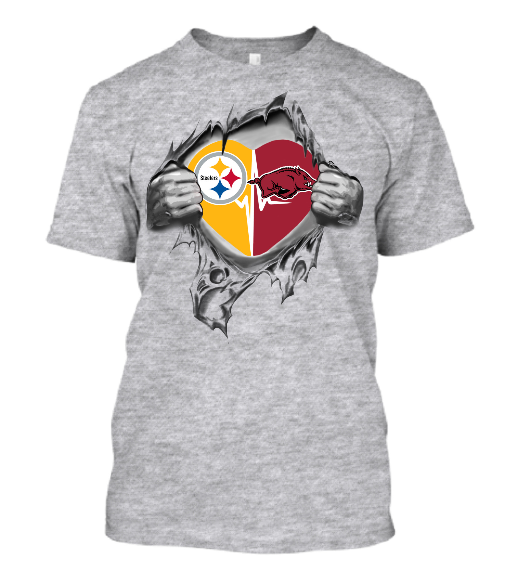Arkansas Razorbacks Steelers Heart Connection 343 T-Shirt