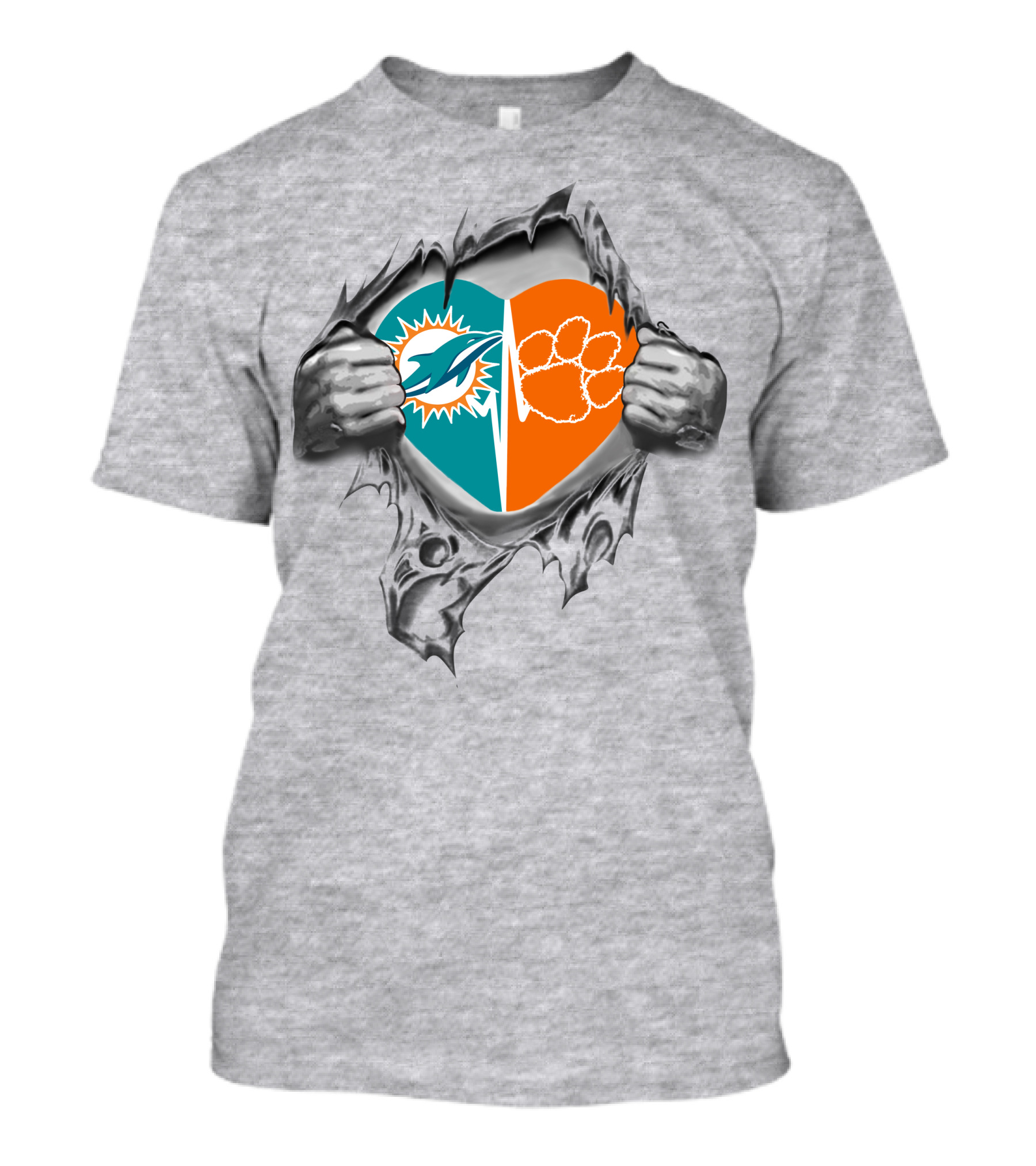Miami Dolphins Clemson Tigers Heart It's In My Heart T-Shirt
