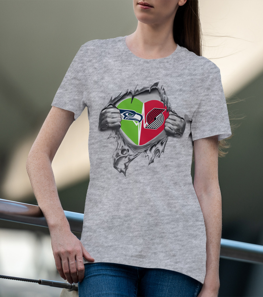 Seahawks Blazers Heart Logo Split T-Shirt