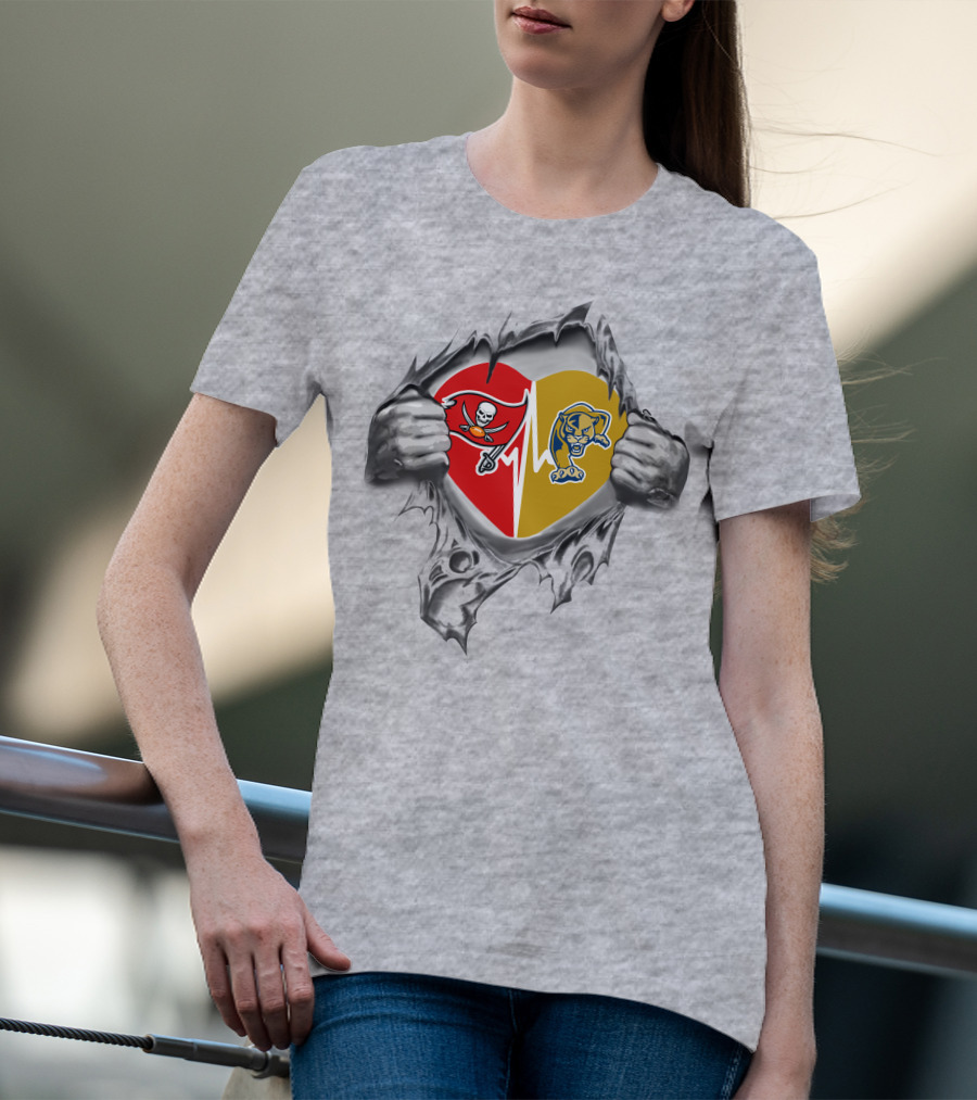 Buccaneers Florida Intl Golden Panthers Heartbeat T-Shirt