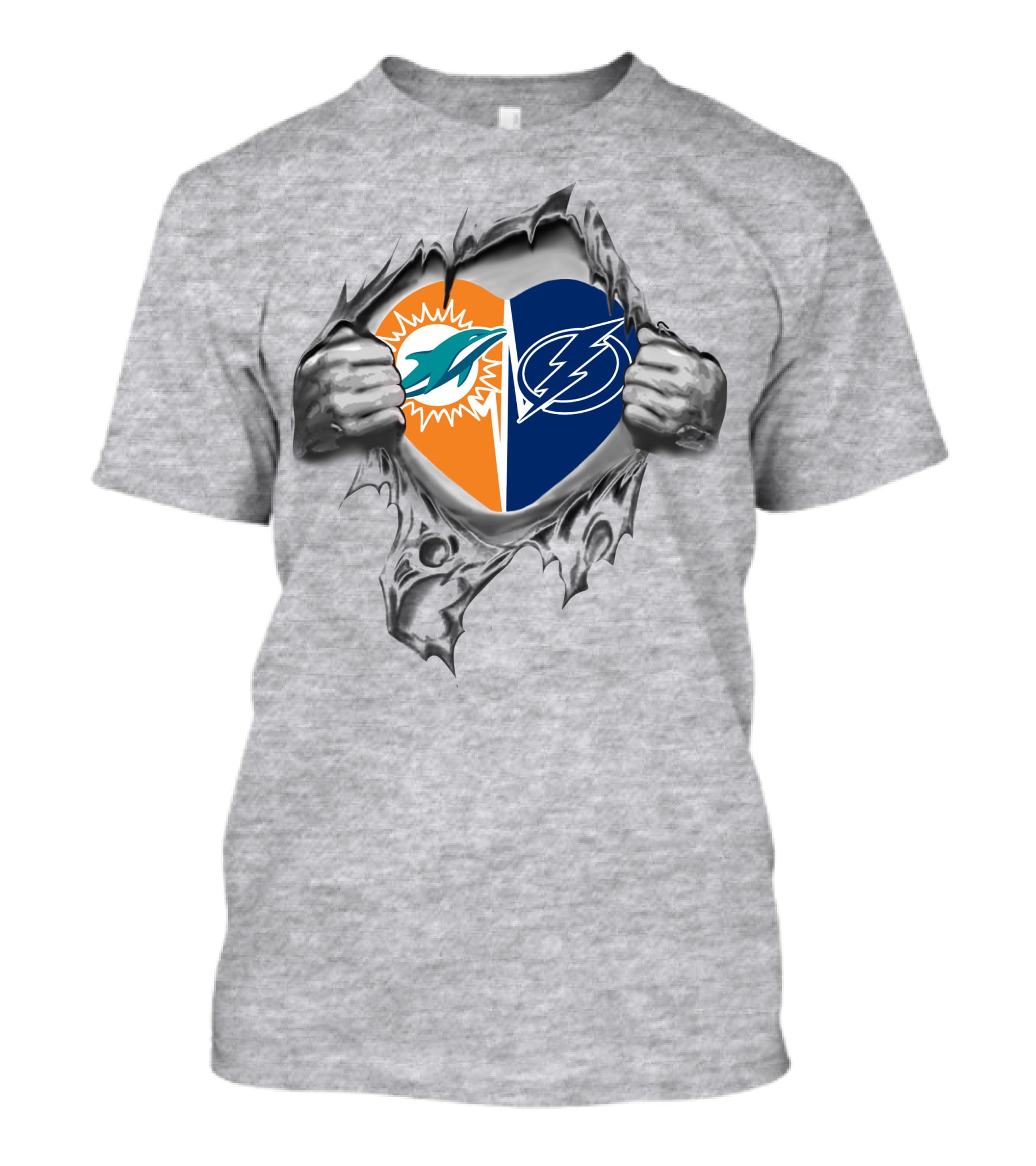 Miami Dolphins Tampa Bay Lightning Heart T-Shirt