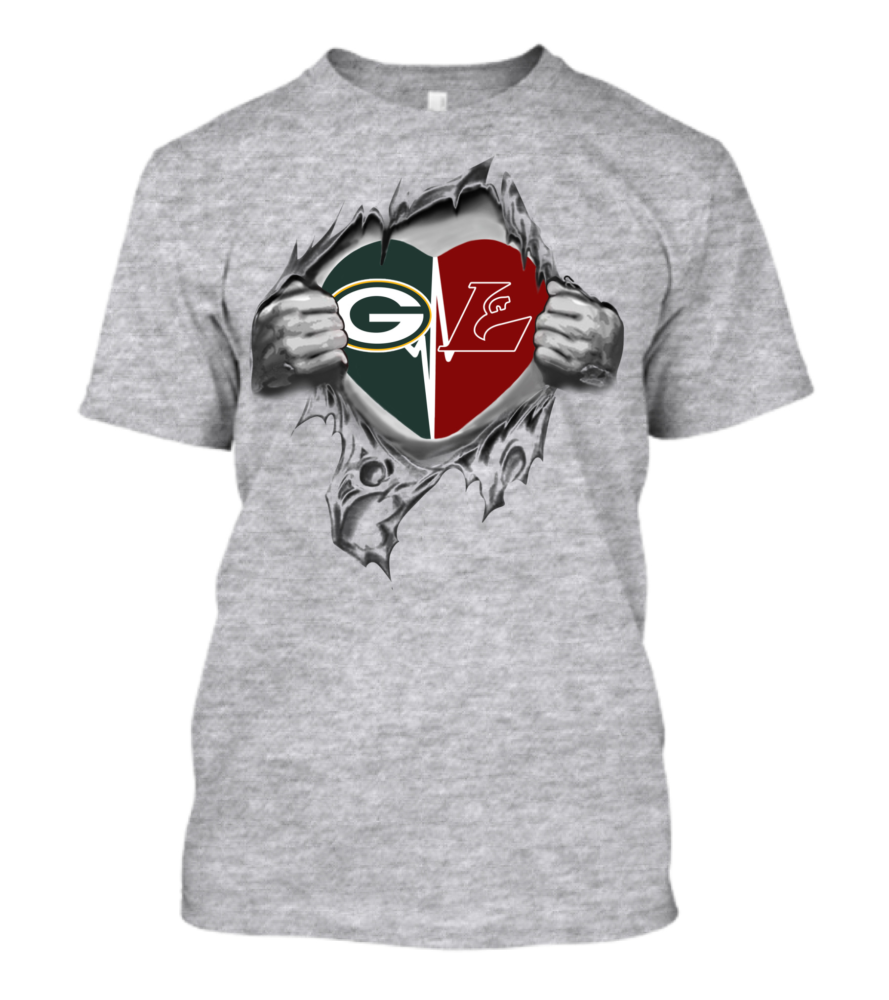 Packers La Crosse Eagles Heart Logo Graphic With Tearing Hands T-Shirt