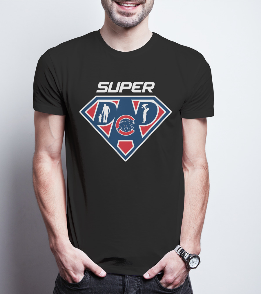 Super Dad Chicago Cubs Baseball Family Man T-Shirt