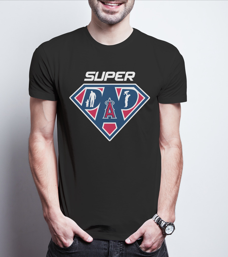 Los Angeles Angels Super Dad Logo With Silhouette Styles T-Shirt
