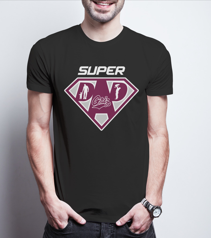Montana Grizzlies Super Dad Shield Logo With Griz T-Shirt