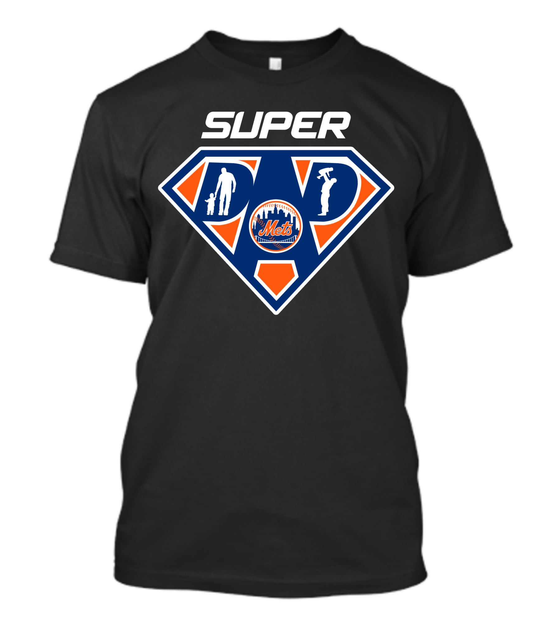 Super Dad New York Mets Logo Icons T-Shirt