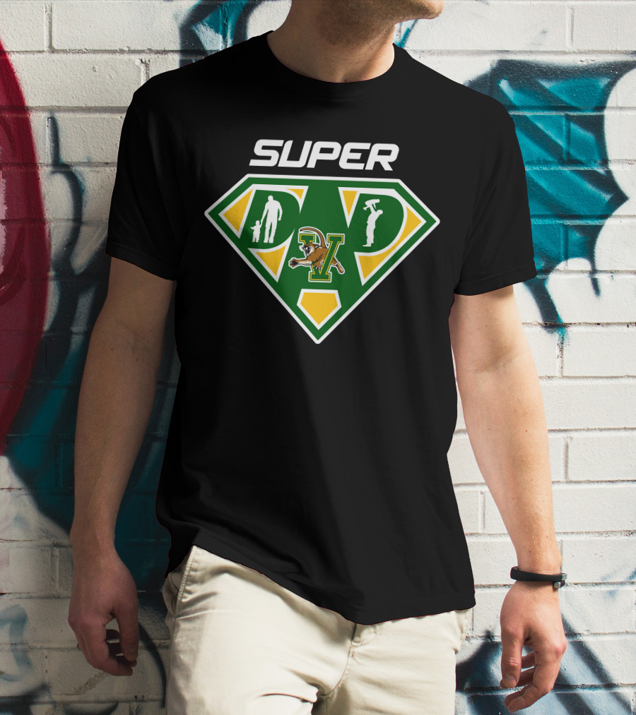 Vermont Catamounts Super Dad Hero Emblem With V T-Shirt