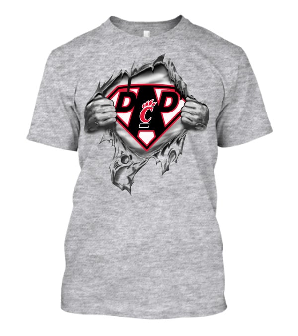 Cincinnati Bearcats Super Dad Logo Design With Bearcat Paw And Shield T-Shirt