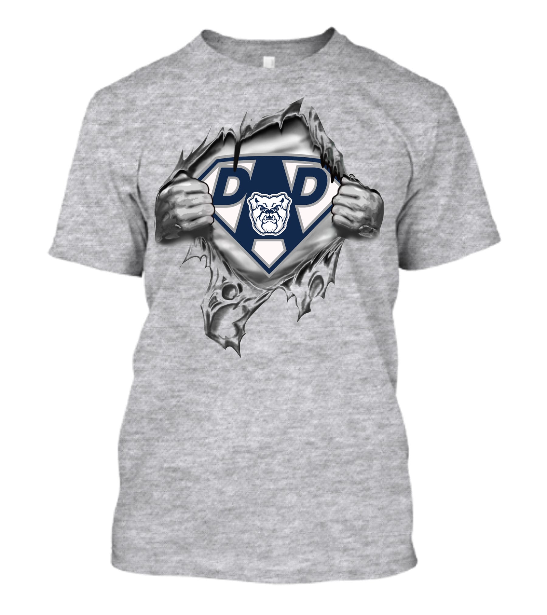 Butler Bulldogs Super Dad Logo With Superman Style Bulldog T-Shirt