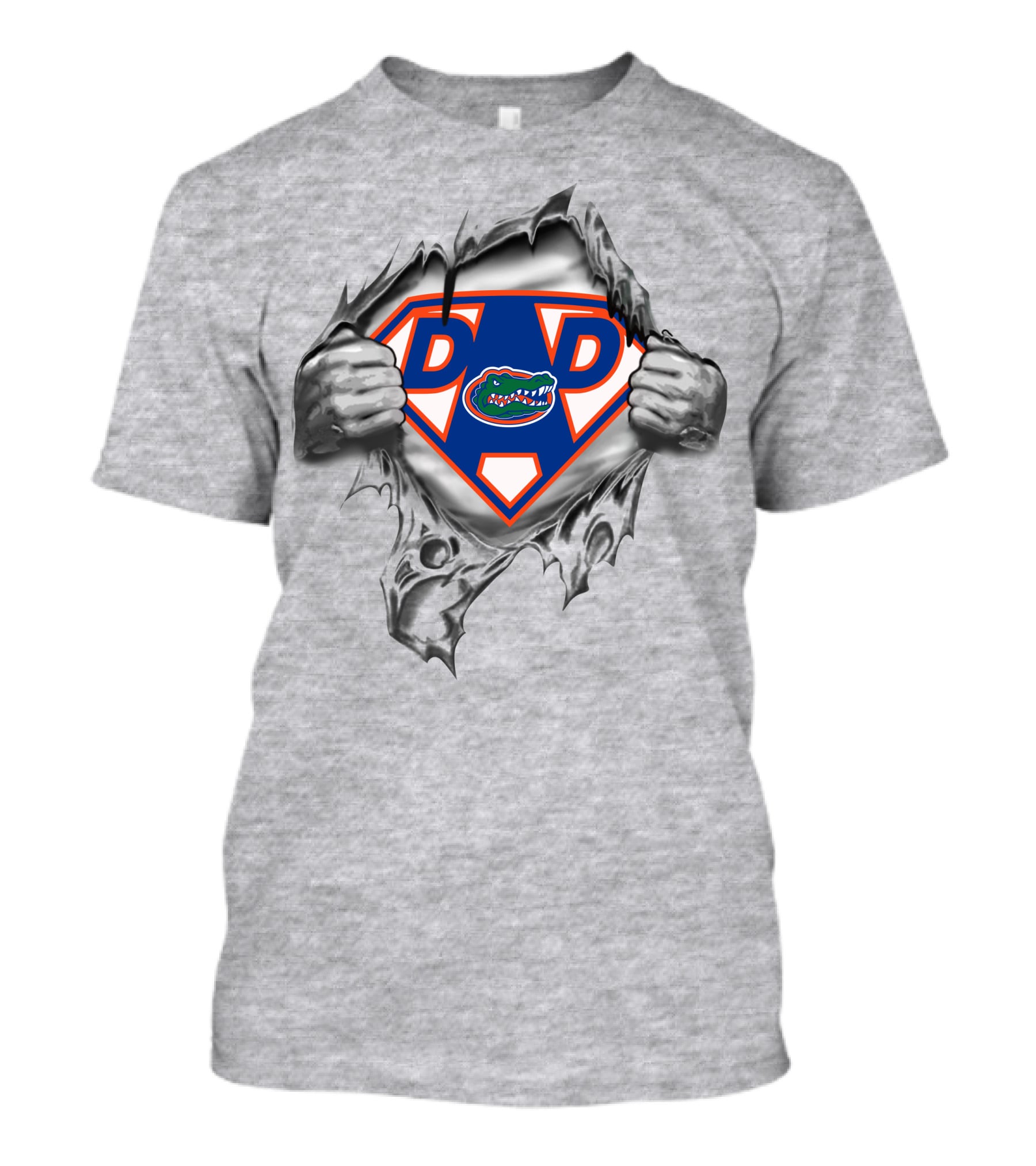Florida Gators Super Dad Logo With Hands Ripping T-Shirt