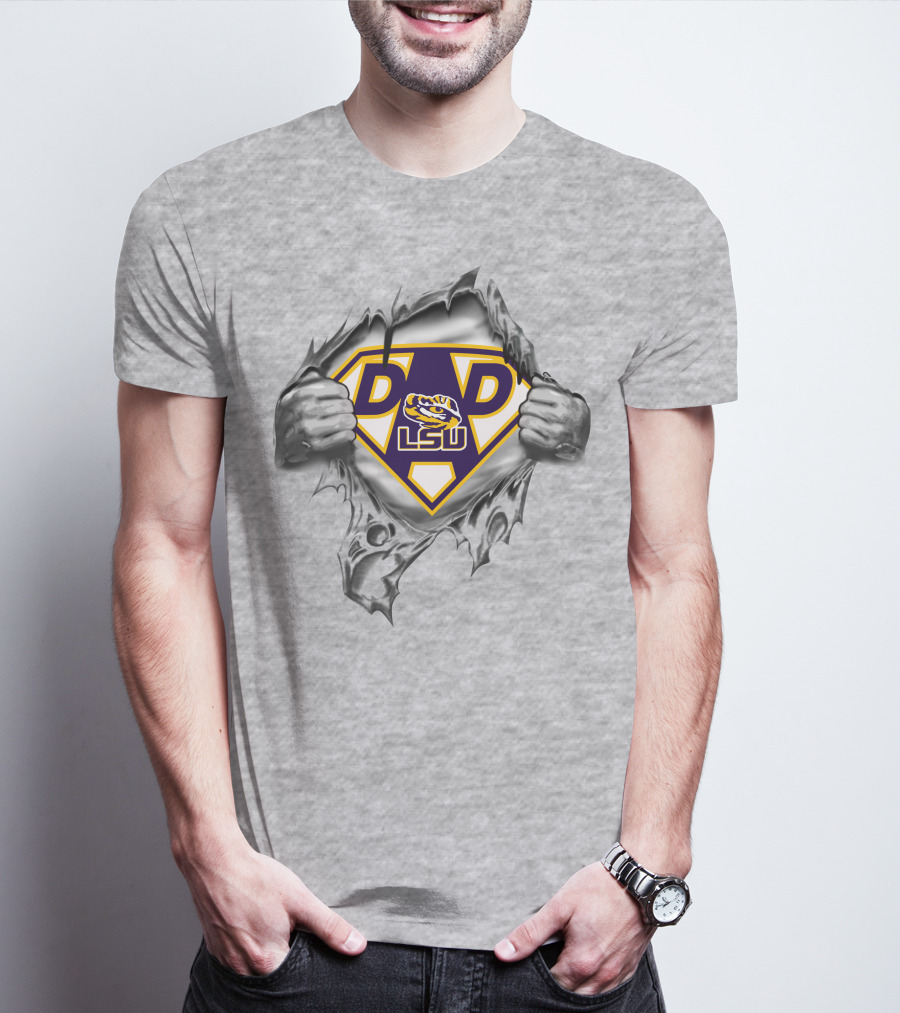 Lsu Tigers Dad Superhero Logo 80S Style T-Shirt