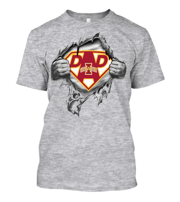 Iowa State Cyclones Dad Superhero Logo Tear T-Shirt