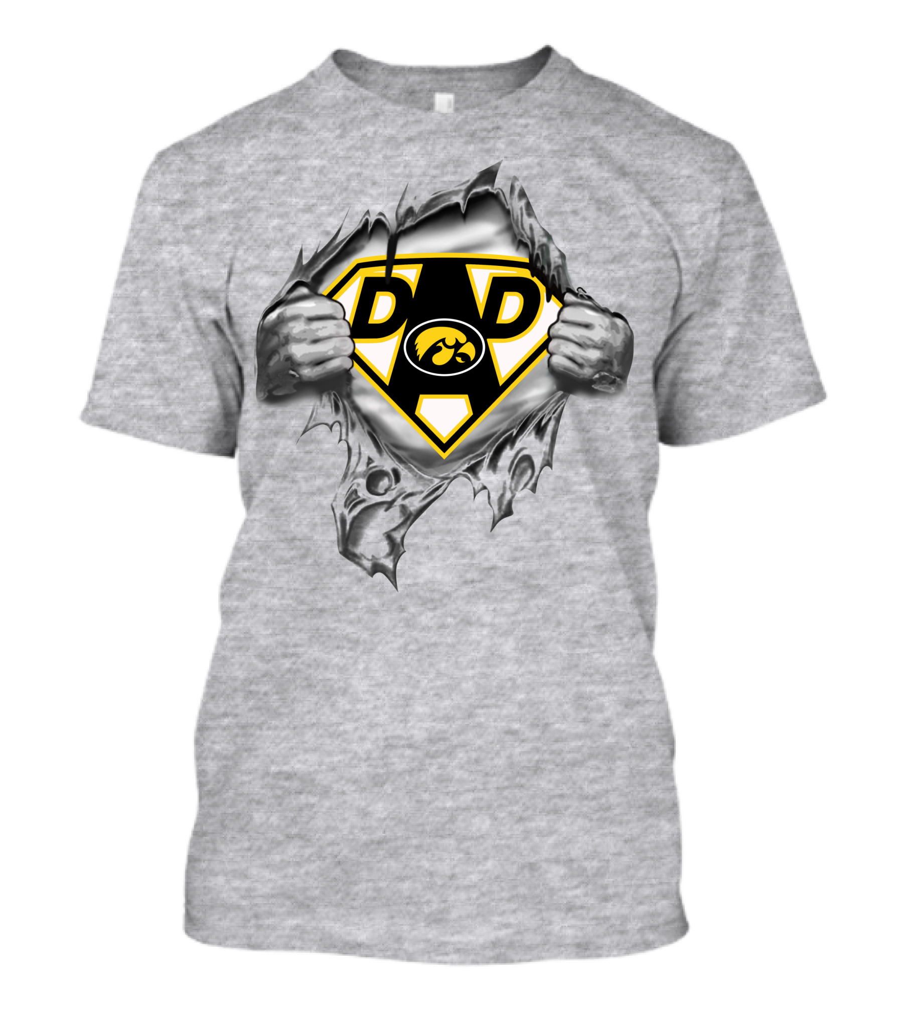 Iowa Hawkeyes Dad Superhero Logo Tear-Through T-Shirt