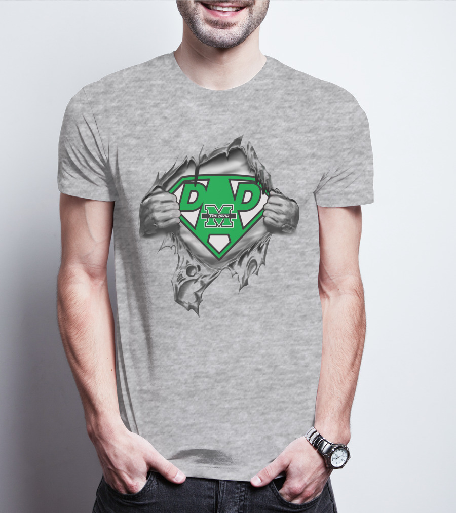 Marshall Thundering Herd Super Dad Logo The Herd Superman Style T-Shirt