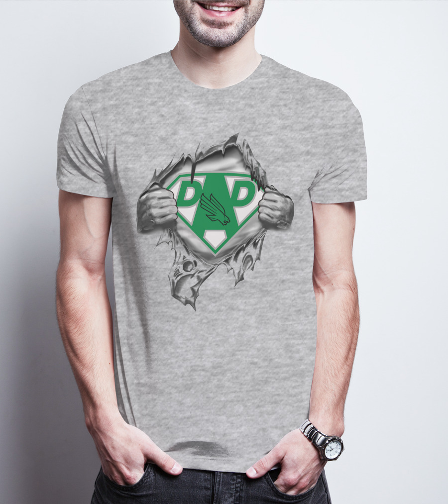 North Texas Mean Green Super Dad Logo With Eagle Symbol T-Shirt