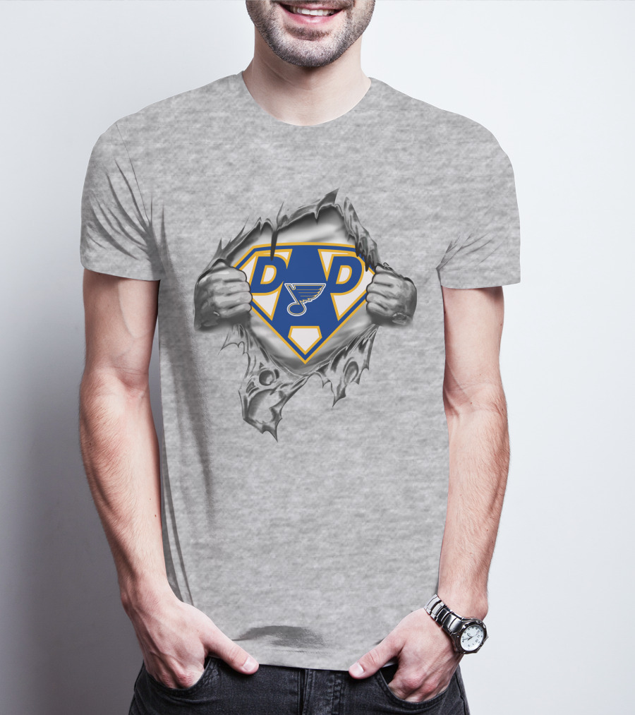 St Louis Blues Super Dad Hockey Hero T-Shirt