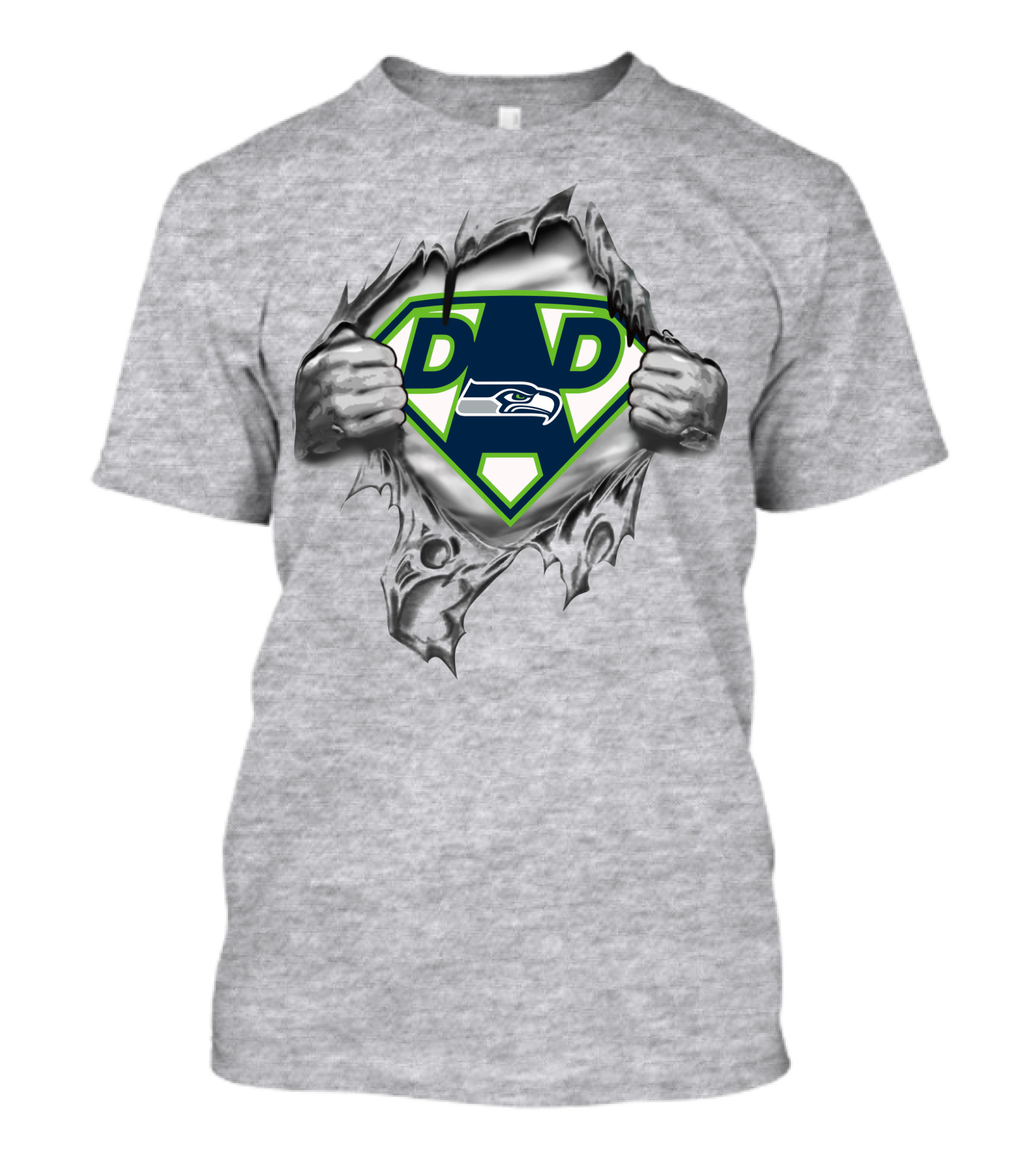 Seattle Seahawks Dad Logo With Superhero Symbol T-Shirt