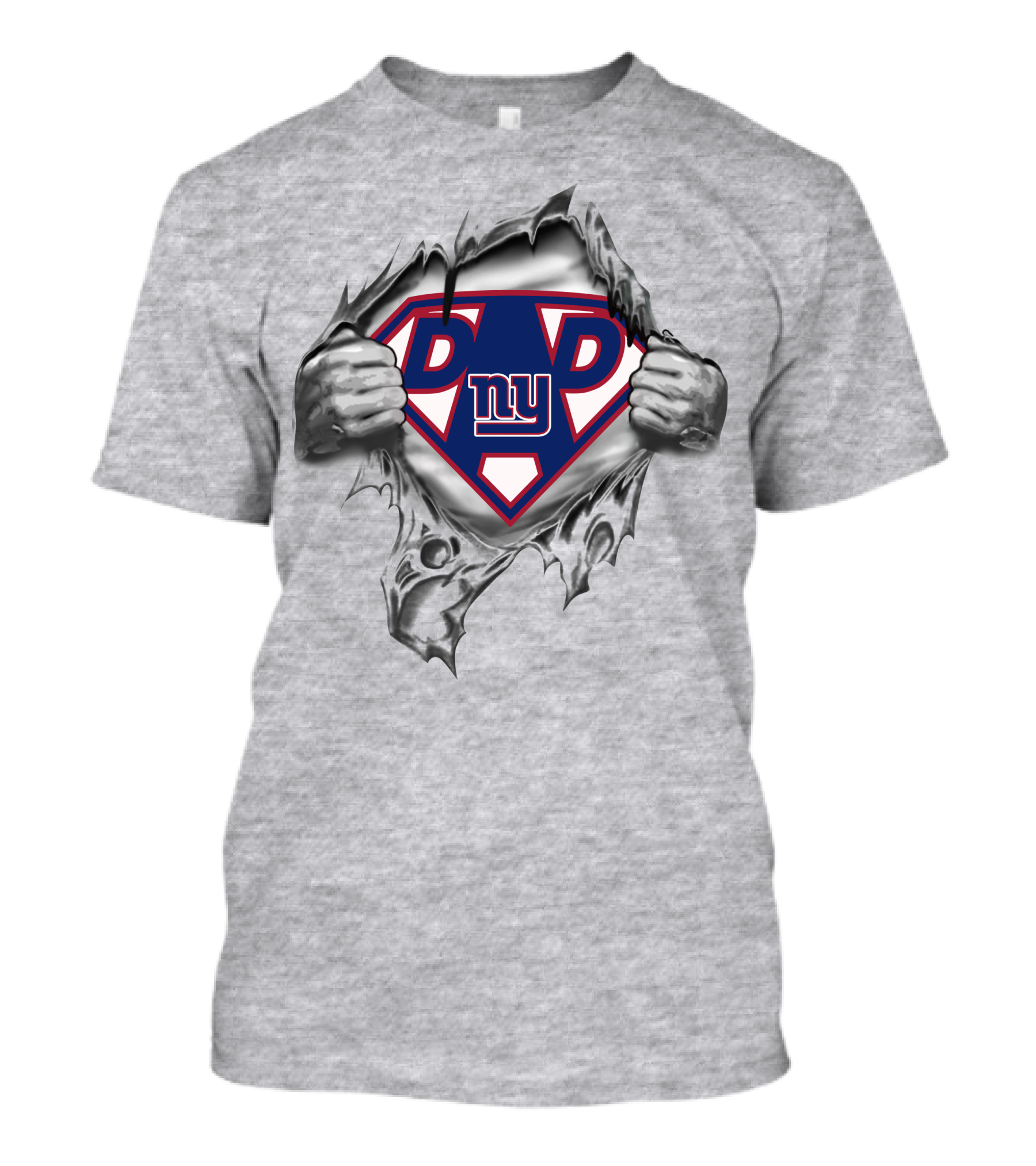 New York Giants Super Dad Metal Emblem With Ny Logo Peeking Through T-Shirt