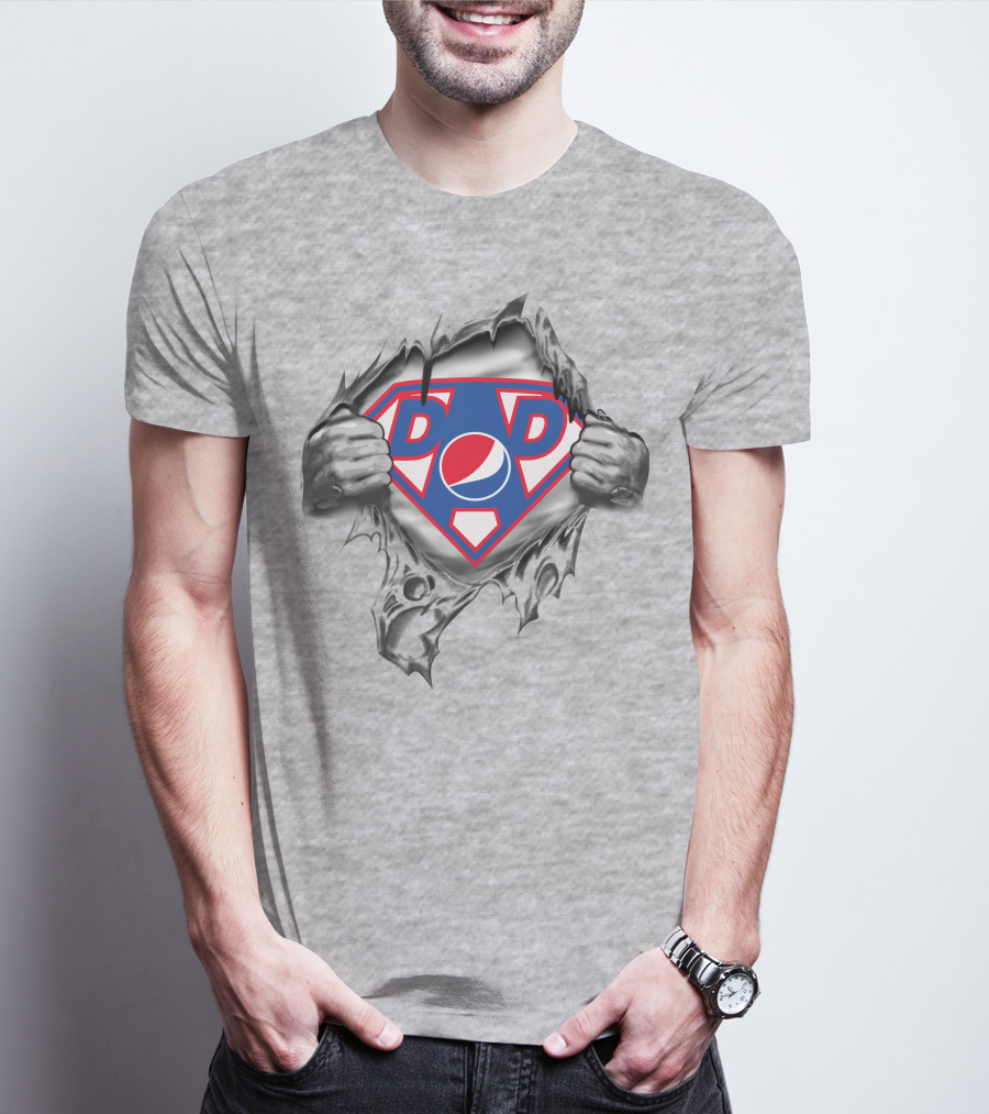 Pepsi Super Dad Shield Emblem Logo With Torn T-Shirt