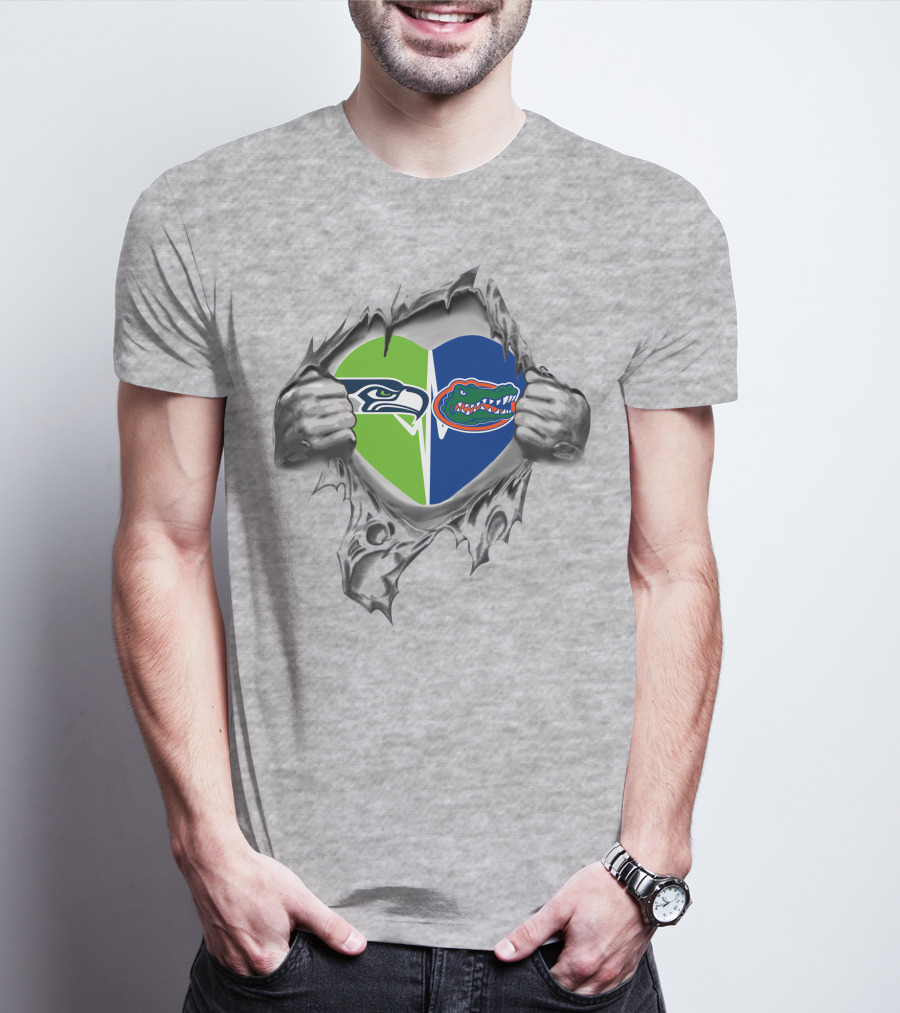 Seahawks Florida Gators Heart Combination T-Shirt